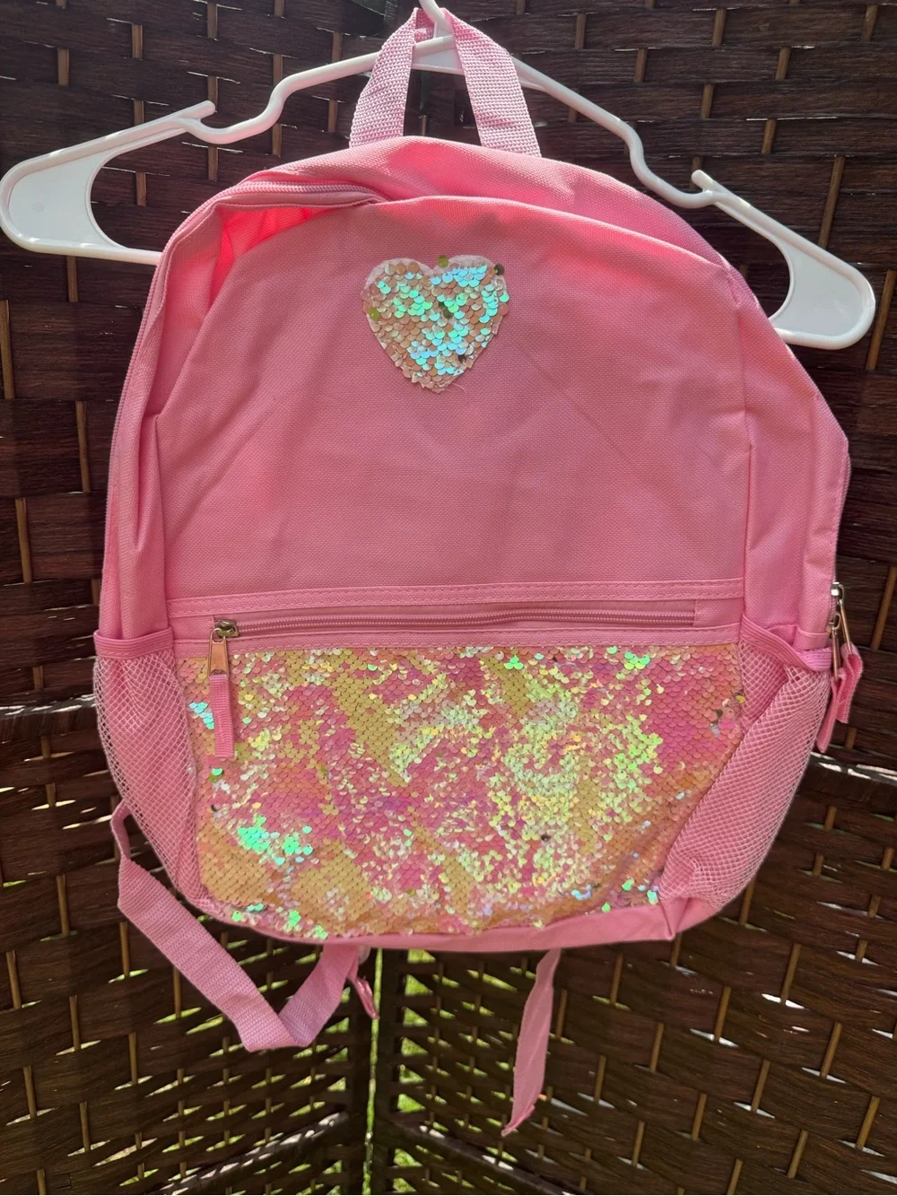Pink Sequin Heart Kids Backpack – Cute School Bag